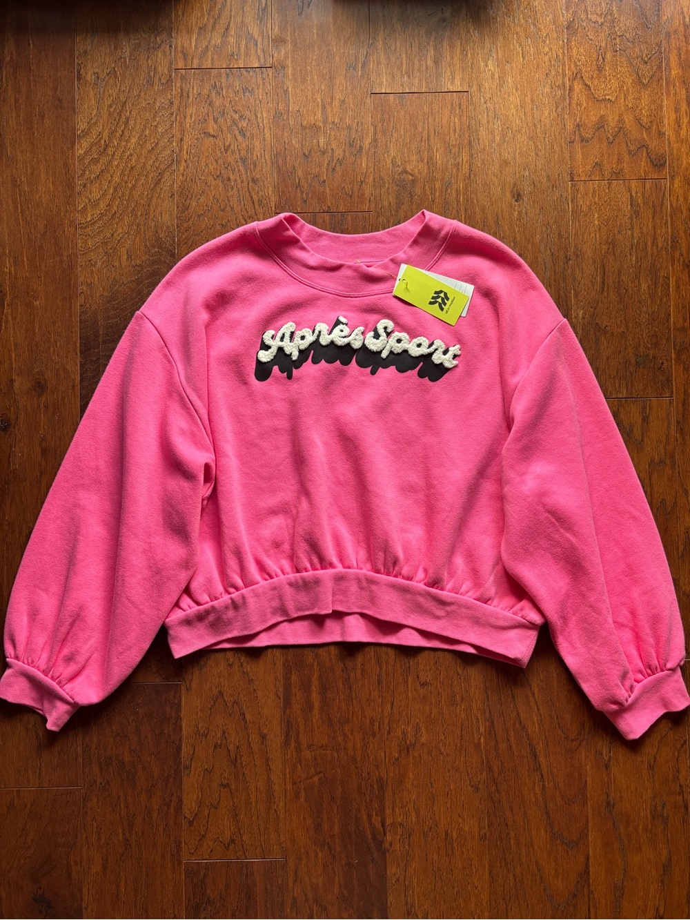 All in Motion Hot Pink Cropped Après Sport Crewneck Sweatshirt | Size L - Picture 2 of 12